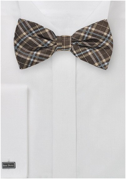 Autumn Plaid Bow Tie in Brown