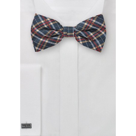 Tartan Plaid Bow Tie in Blue, Red, Gold