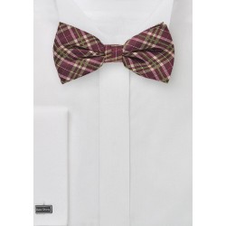 Burgundy and Lime Plaid Bow Tie