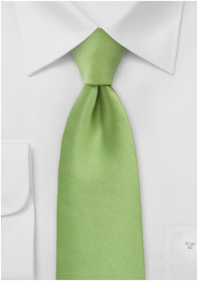 Satin Finish Kids Tie in Lime Green