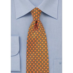 Foulard Print Tie in Bright Orange