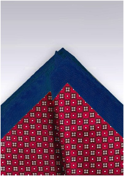 Cherry Red and Blue Pocket Square