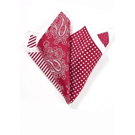 Multipattern Silk Pocket Square in Red