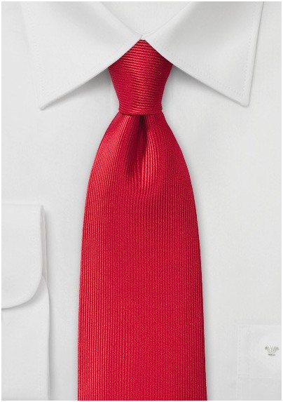 Bright Red Corduroy Striped Silk Tie