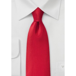 Bright Red Corduroy Striped Silk Tie