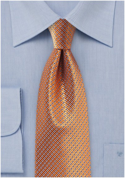 Micro Check Tie in Rose Gold and Blue - Mens-Ties.com
