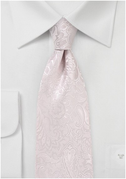 Soft Blush Paisley Tie in Long Length