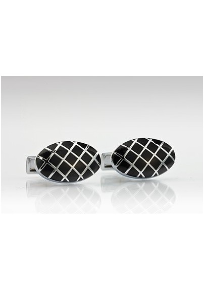 Oval Cufflinks in Silver and Black