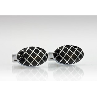 Oval Cufflinks in Silver and Black