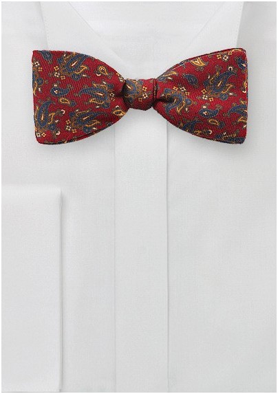 Classic Paisley Bow Tie in Wool