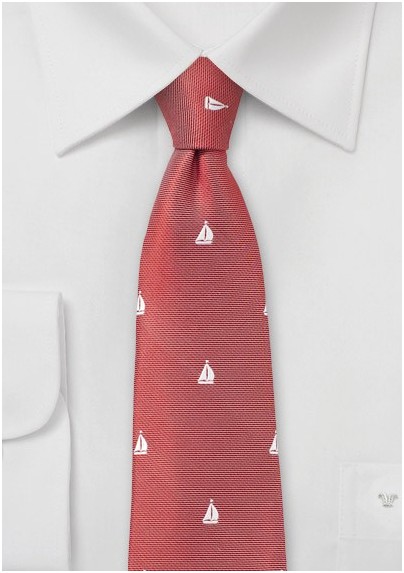 Nautical Skinny Tie in Red