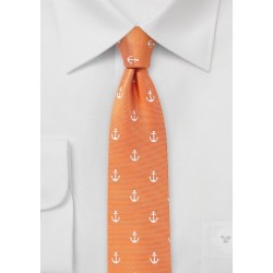 Tangerine Anchor Print Tie