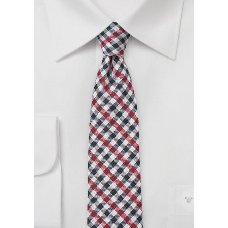Autumn Gingham Tie in Red and Navy