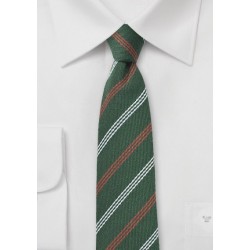 Hunter Green Striped Wool Skinny Tie