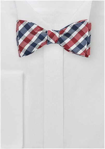 Gingham Check Bow Tie in Silk