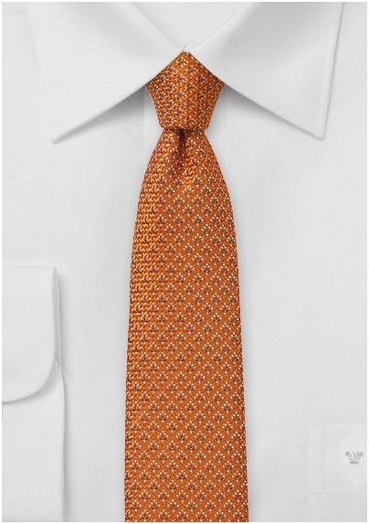 Skinny Wool Tie in Burnt Orange