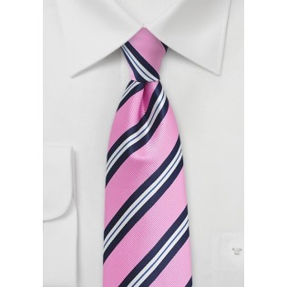 Pink and Blue Repp Stripe Tie in XL