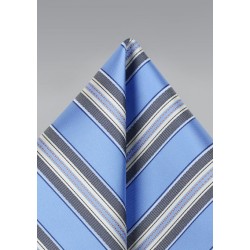 Striped Pocket Square in Blue and Gray