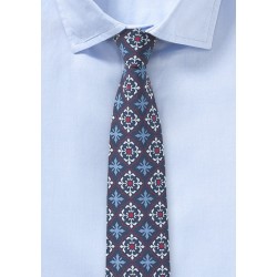 Mexican Tile Patterned Tie in Red, White, and Blue