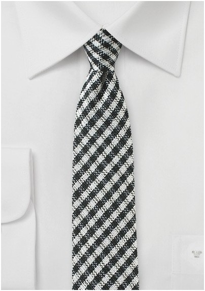 Trendy Gingham Check Skinny Tie