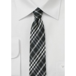 Skinny Plaid Tie in Black and Silver