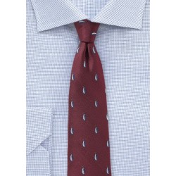 Maroon Red Tie with Woven Penguins