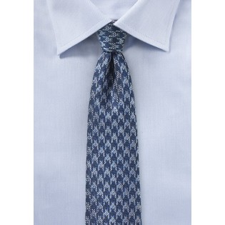Blue Houndstooth Check Tie