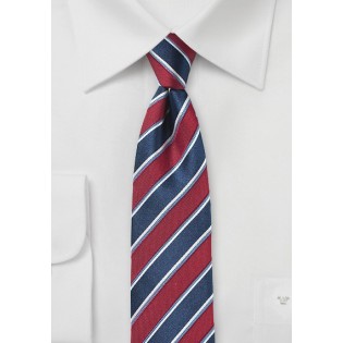 Awning Stripe Tie in Cherry and Navy