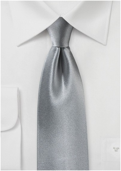 Satin Silk Tie in Dove Gray