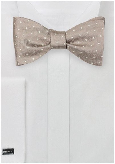 Fawn Colored Polka Dot Bow Tie