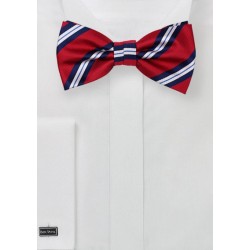 Repp Stripe Bow Tie in Red and Blue