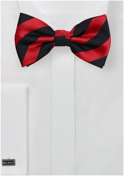 Striped Bow Tie in Black and Red