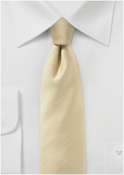 Ribbed Textured Skinny Tie in Cream