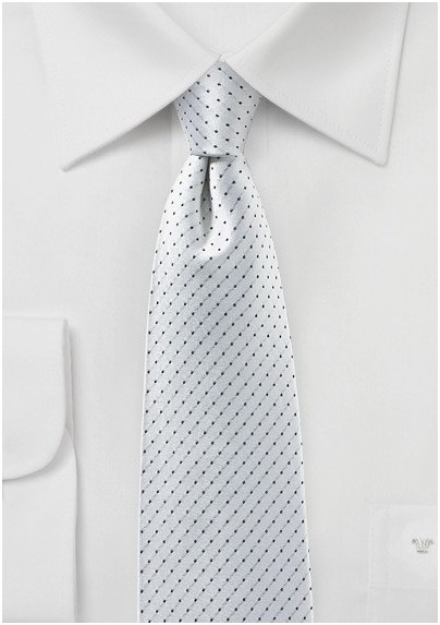 Pin Dot Silk Tie in Platinum Silver
