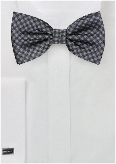 Gingham Bow Tie in Heather Gray