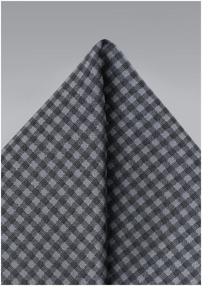 Gingham Check Pocket Square in Heather Gray
