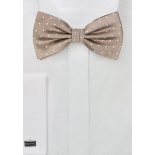 Elegant Silk Polka Dot Bow Tie in Fawn