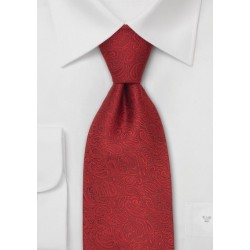 Modern Red Paisley Silk Designer Tie in XL