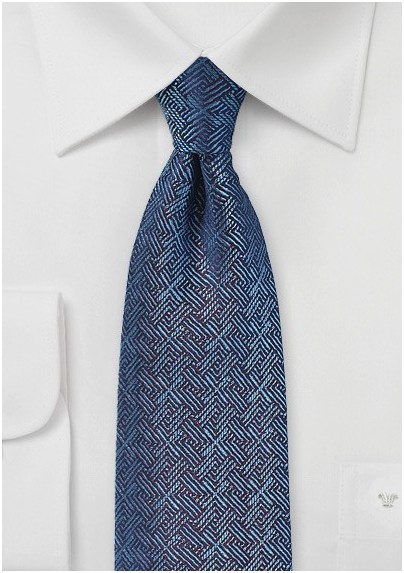 Cross Woven Silk Tie in Blue