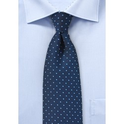 Navy Mens Tie with Light Blue Micro Dots