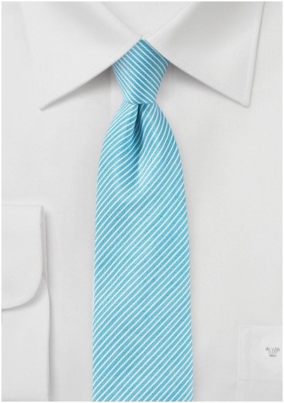 Sky Blue Striped Linen Tie