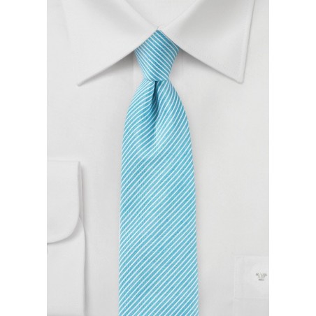 Sky Blue Striped Linen Tie