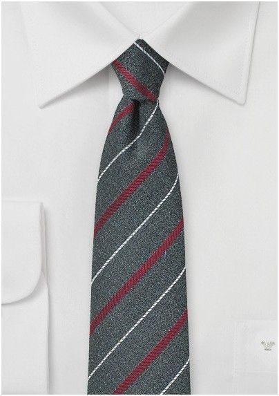 Graphite Gray Striped Skinny Tie