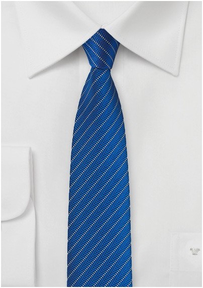 Skinny Herringbone Design Tie in Royal Blue