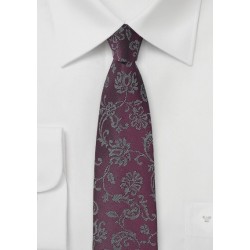 Plum Colored Floral Tie