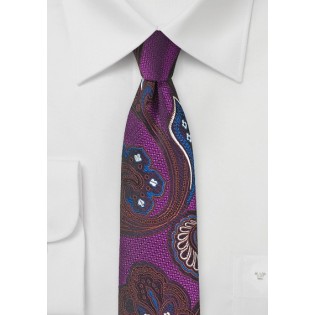 Psychedelic Paisley Tie in Violet, Red, and Blue