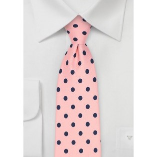 Pink and Navy Polka Dot Tie