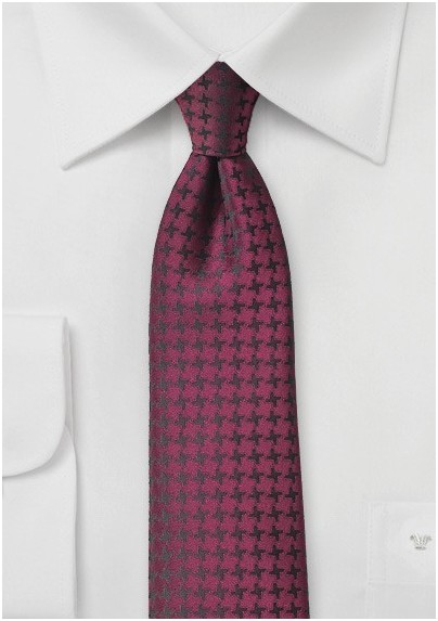 Cordovan Red Houndstooth Check Tie