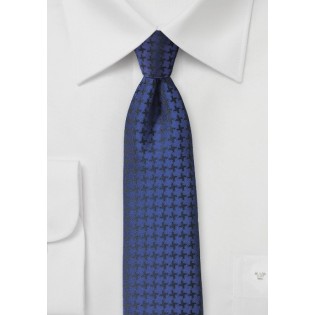 Houndstooth Check Tie in Twilight Blue