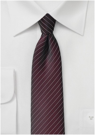 Dark Fig Colored Tie with Elegant Pin Stripe Design - Mens-Ties.com